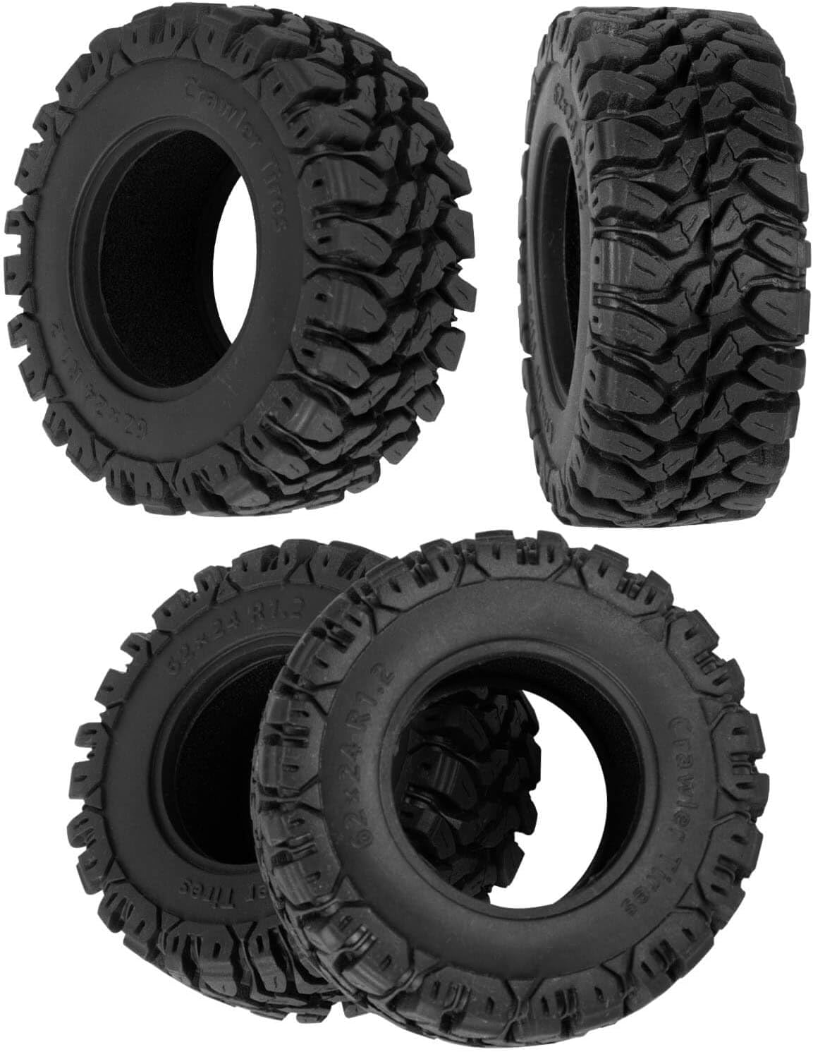 RC 1.2in Tires Rubber TiresFetal ski for 1/18 TRX4M;1/24 SCX24 FCX24 AX24 FCX18 RC Crawler Car,RC 1.2 Tires Soft Sticky Rubber Tires(Black-B)