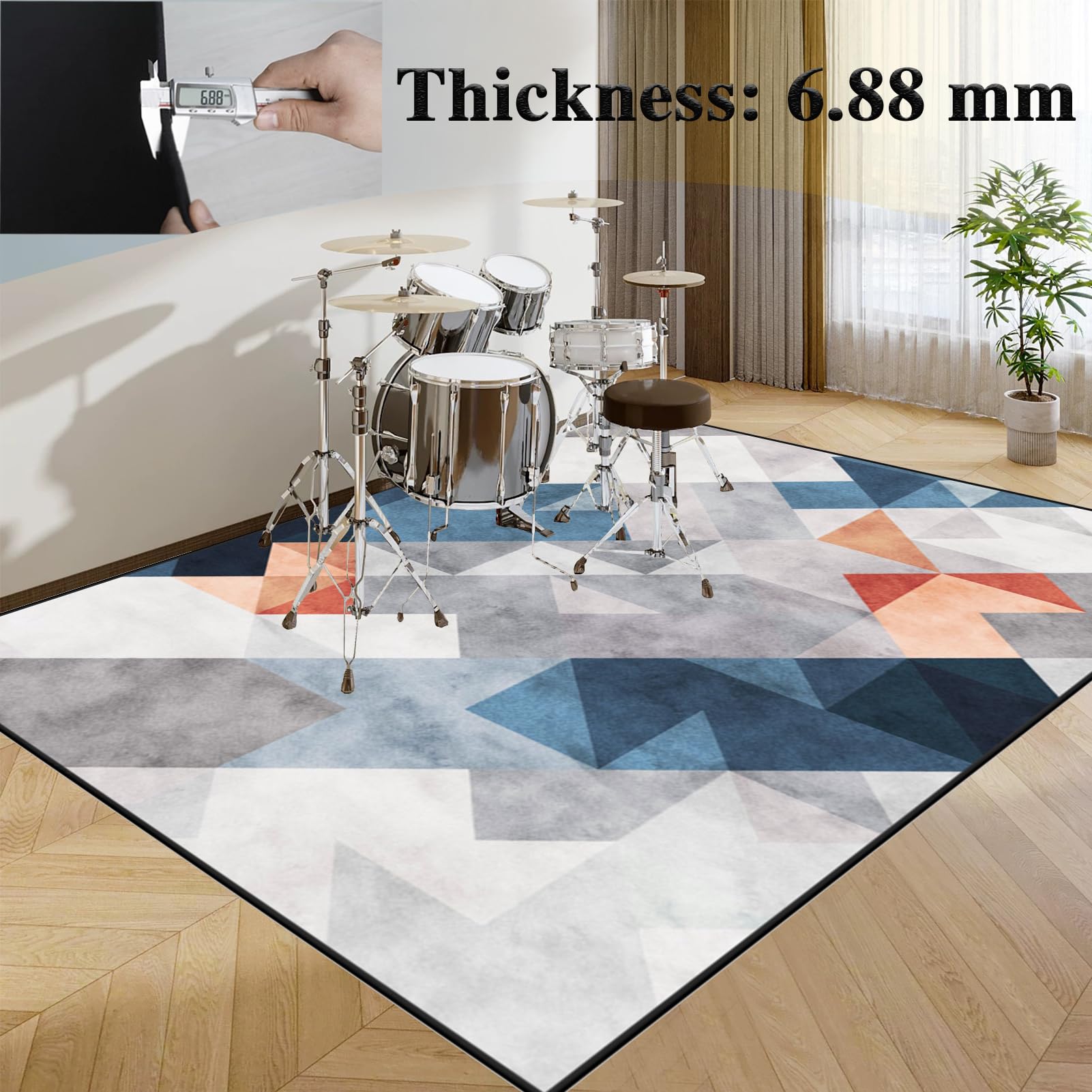 Drum Teppich, Schlagzeugteppich rutschfeste, Trommel Teppiche Elektronisches Schlagzeug Antivibrationsmatten, Professionelle Schallschutzmatte, Schallschutz Teppichmatte Schlagzeug matte 200 x 180 cm