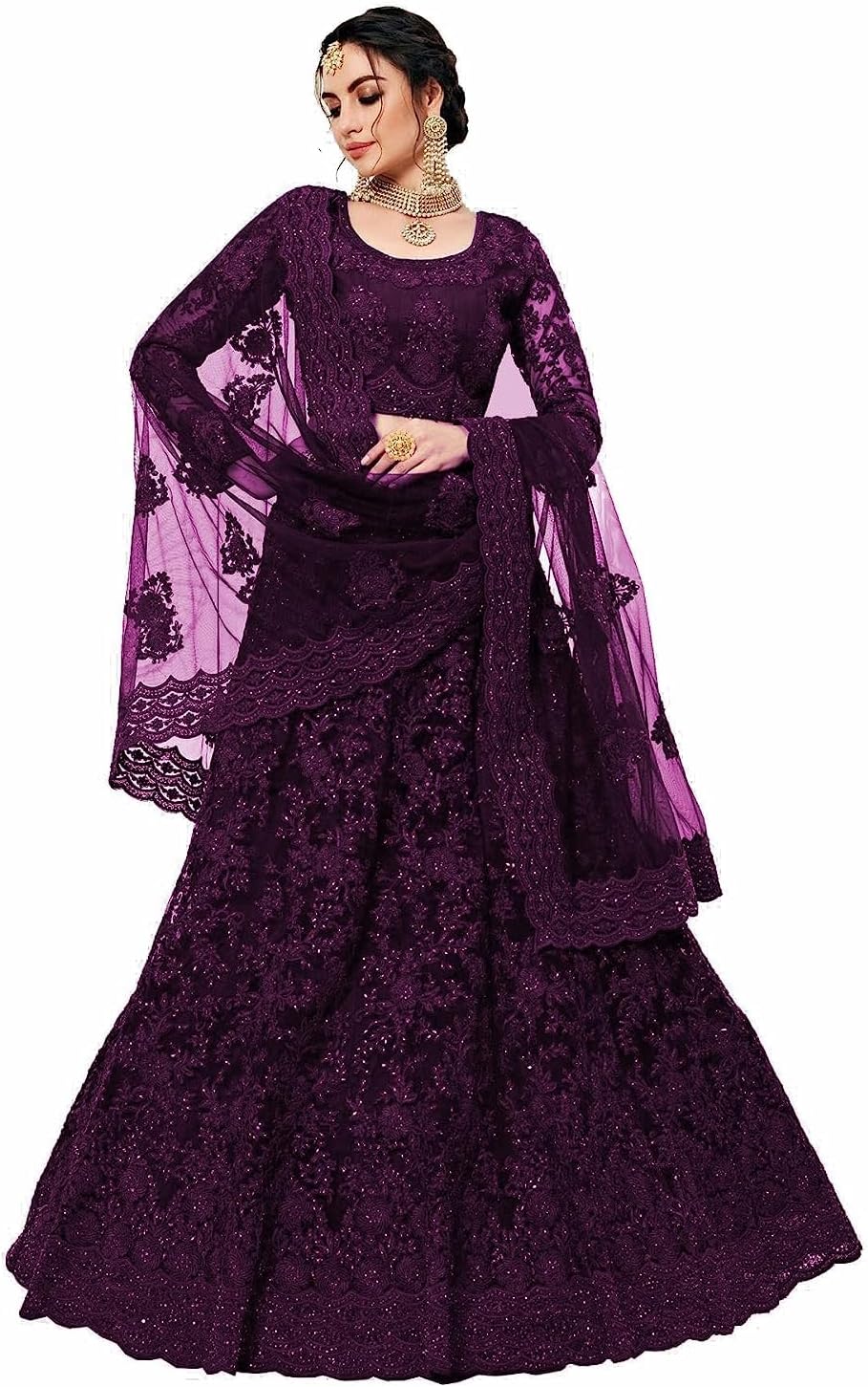 Embroidered Semi Stitched Lehenga Choli