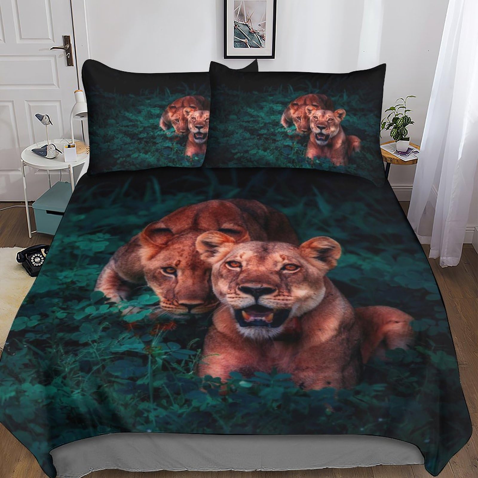 Lion Parure De Lit imprimé 3D pour chambre d'enfant, housse de couette double animée