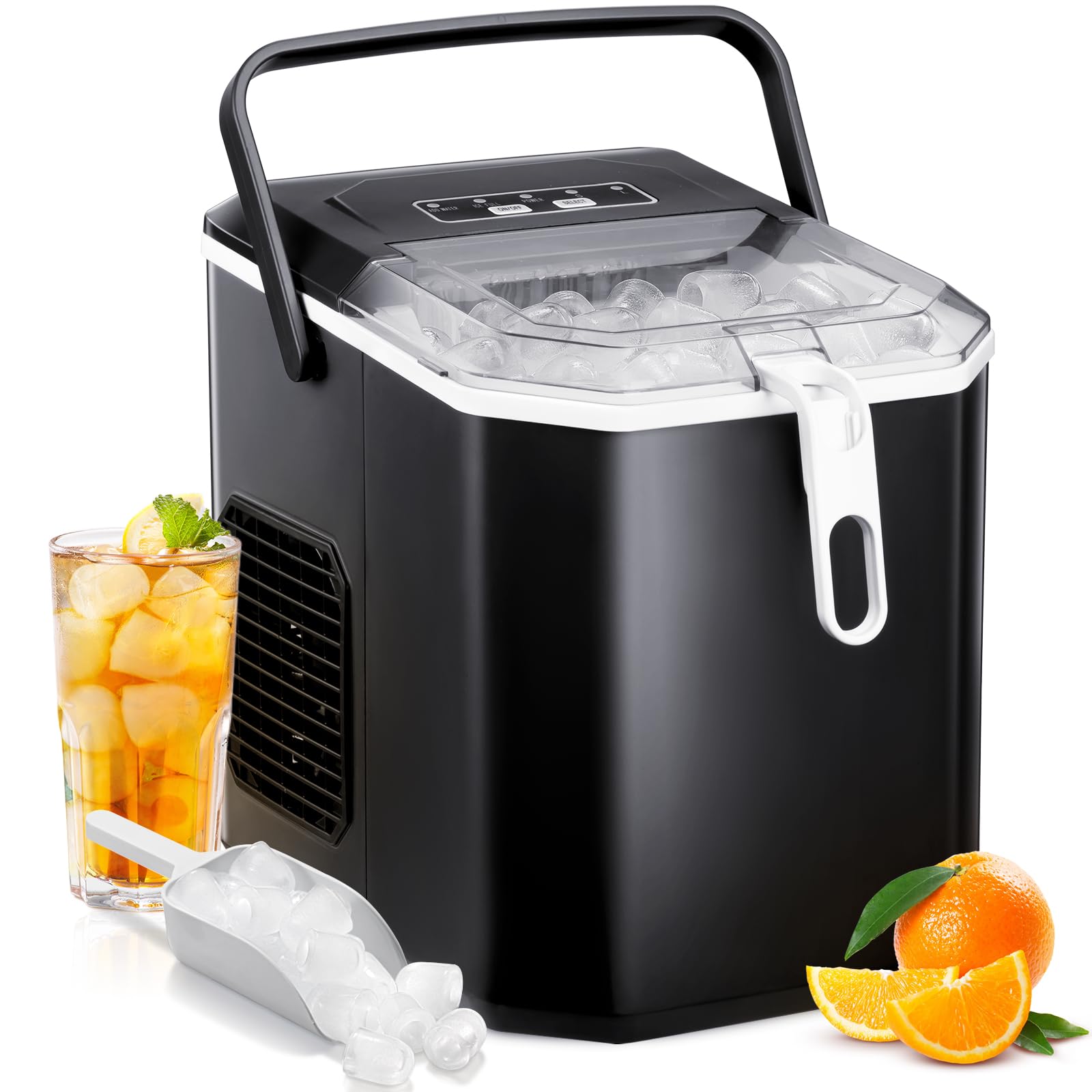Antarctic Star Portable Ice Maker, 9 Ice Cubes In 6-12mins, 28 Lbs/Day, 2 Size Of Bullet Ice, Ice Maker Machine, Self-Cleaning Function With Ice Scoop And Basket For Home/Kitchen/Office/RV(Black) on Fridge.com - View 1