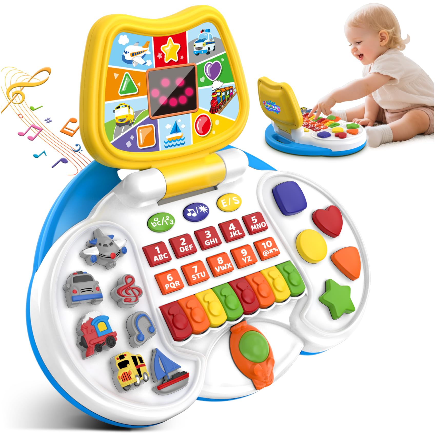 Interactive Laptop Toys for Toddler 2-4: Educational Bilingual Kids Computer with LCD Screen & Learning Toys for 2-3 Year Olds -Birthday Gifts for Boys & Girls