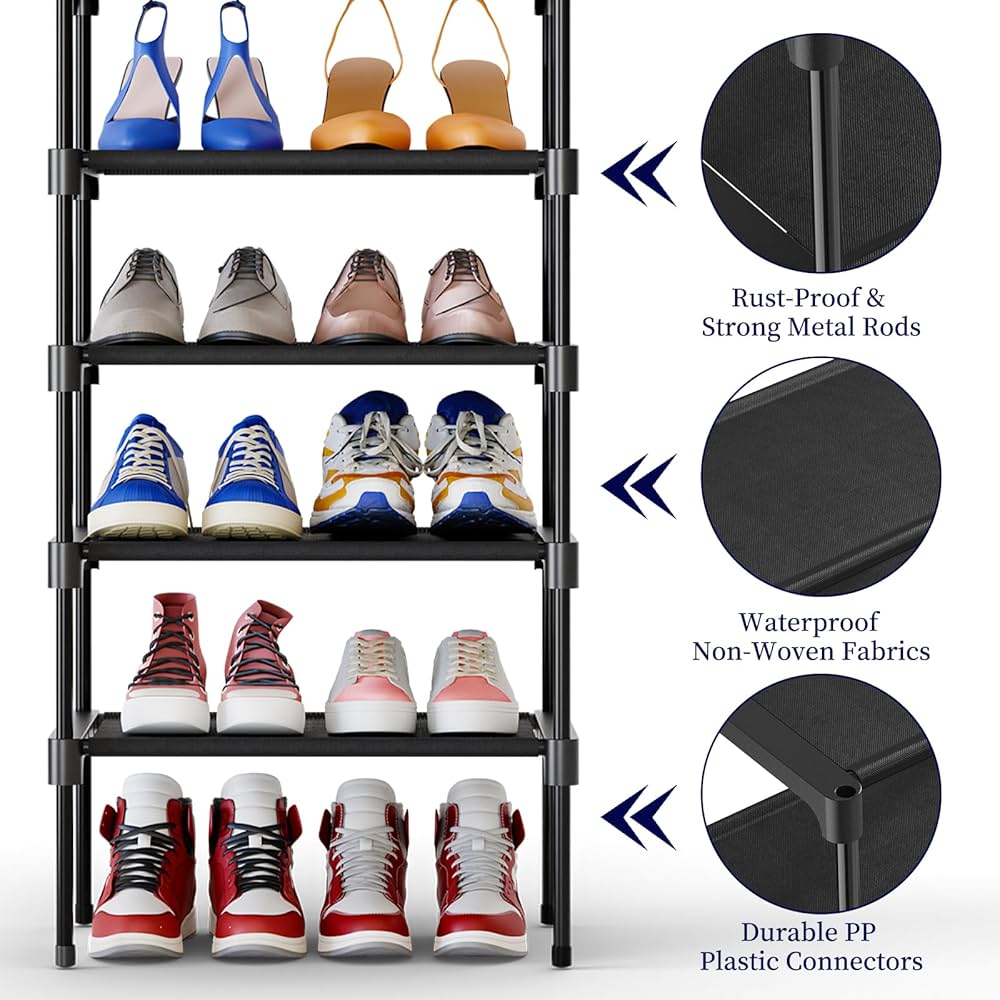 Kitsure Shoe Rack - Stackable Organizer for Closet, Non-Woven