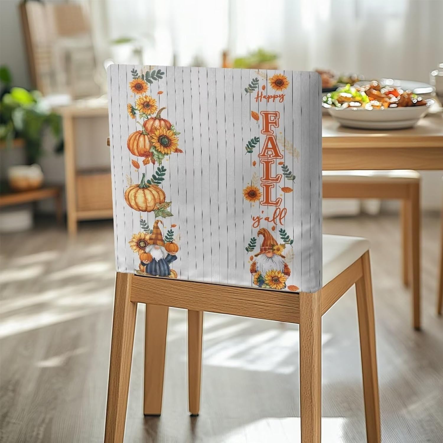 Pumpkin Print for Table Decorating Fall Cover for Chair Back Stretchable Dining Chair Cover Waterproof Chair Back Covers for Dining Chairs Stretchable Dining Chair Cover 4 Pack