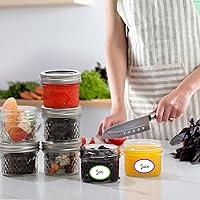 Vista 6 de Mini tarros Mason de 4 onzas, paquete de 40 unidades, tarro Mason de boca regular con tapas y bandas de sellado, pequeño tarro de vidrio