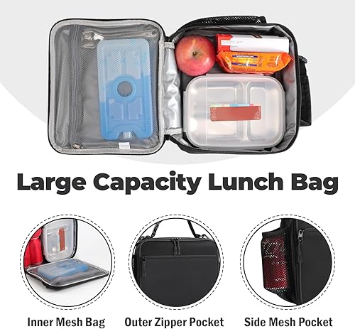 Miniatura 5 de Lonchera para niños y niñas, bolsa de almuerzo aislada para hombres con correa para el hombro, lonchera pequeña para niñas, escuela, viajes, picnic