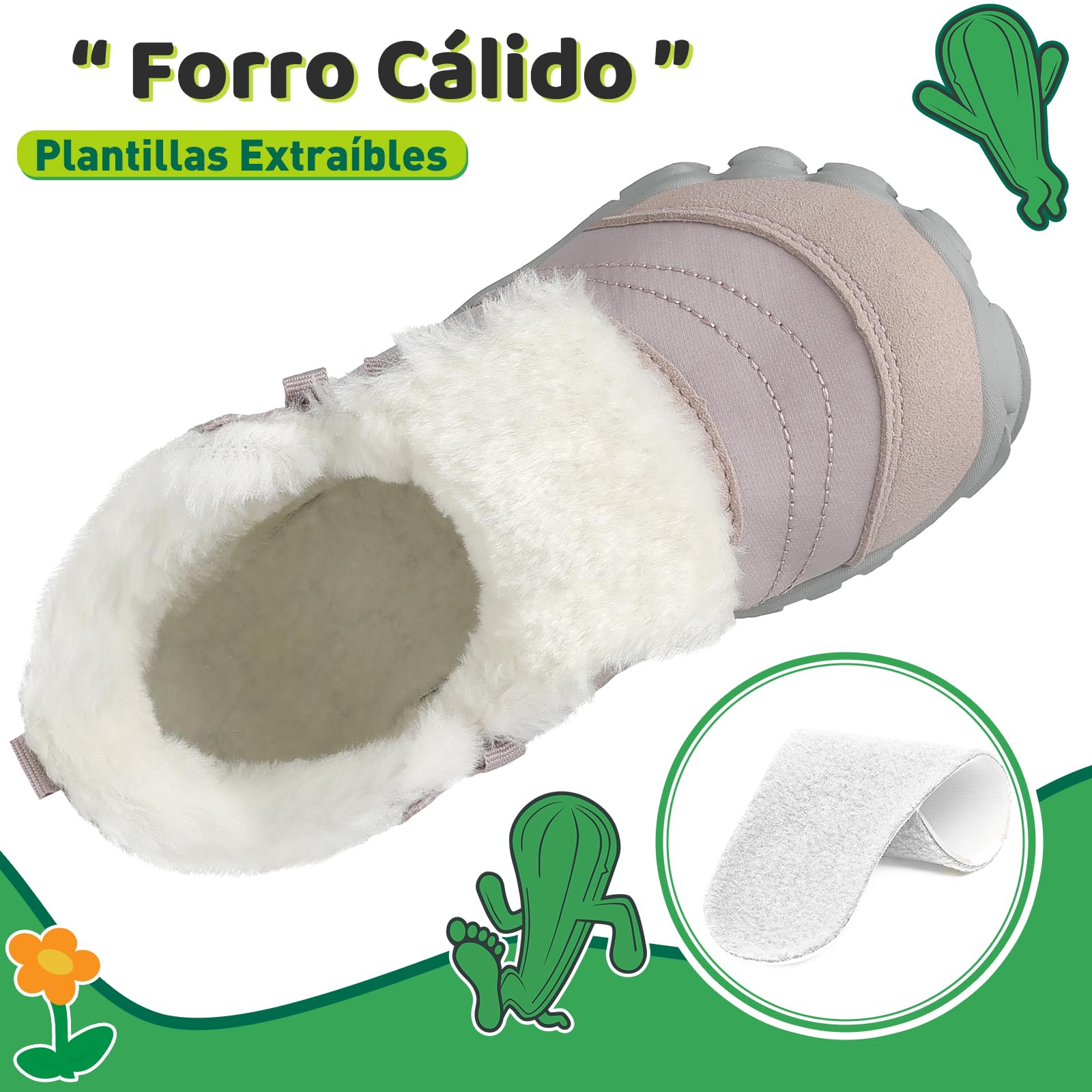 SAGUARO Barefoot Botas de Invierno Niños Cómodas y Lígeras con Forrados Caliente - Will Ⅰ, Talla 25-36