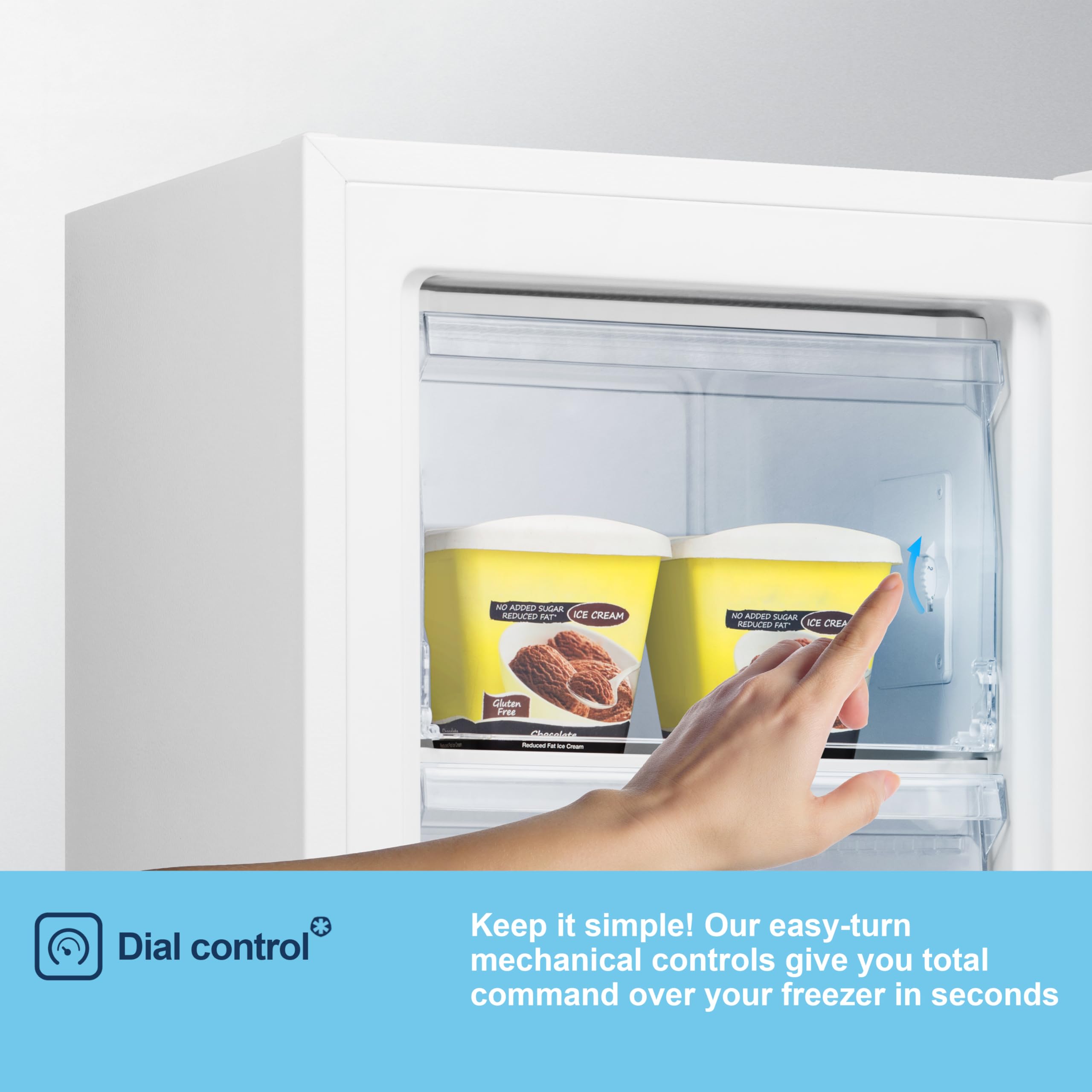 Fridgemaster MUZ4860E Freestanding Undercounter Freezer, 61Litres, 4 Star Freezer Rating, 48cm width, E Rated in White — view 7