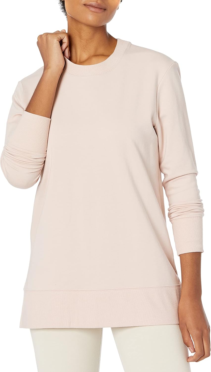 Daily Ritual Women's Long-Sleeve Side-Vent Crewneck Tunic