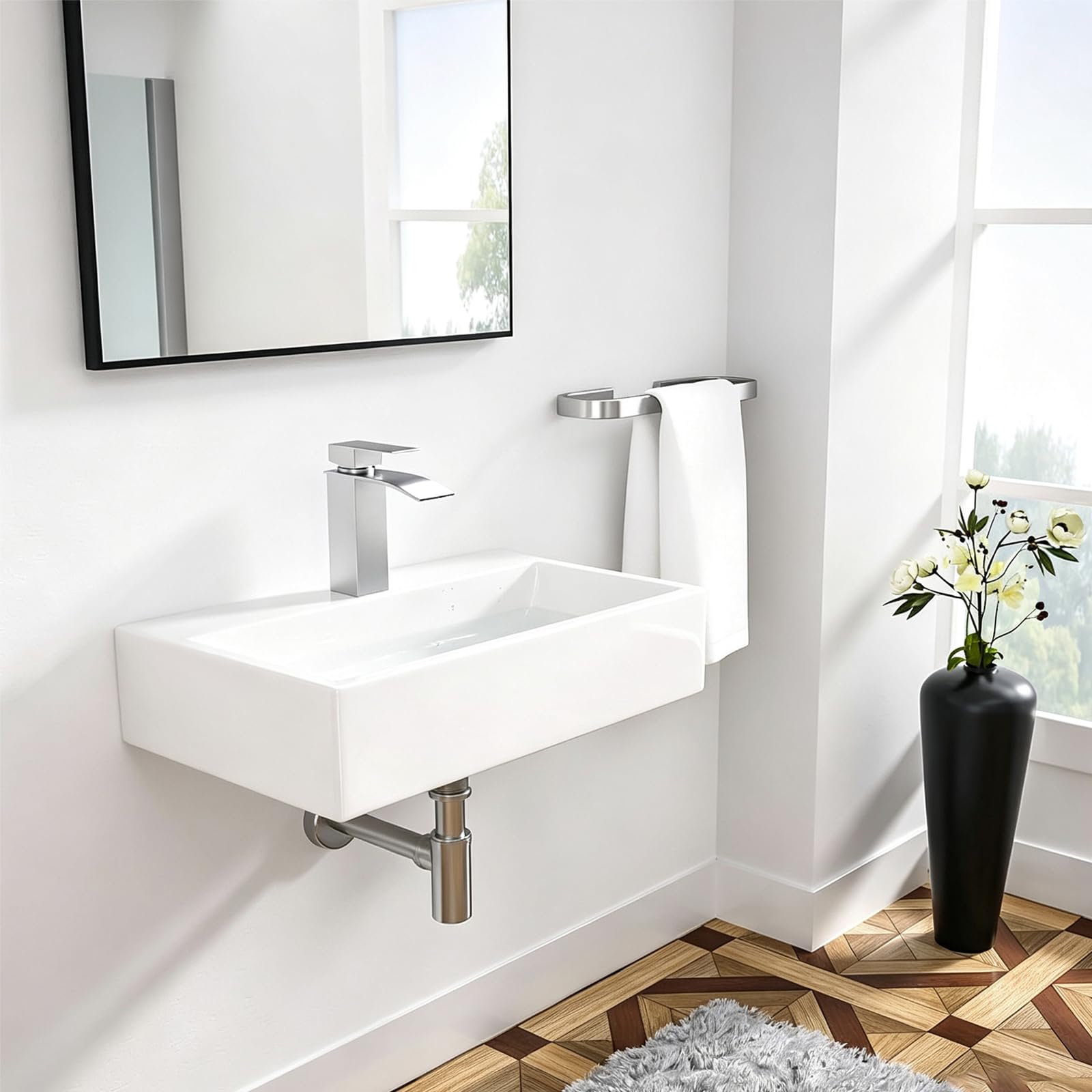 Logmey Wall Mount Bathroom Vessel Sink