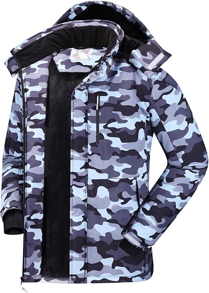 CAMEL CROWN Men's Waterproof Ski Jacket with Detachable Hood