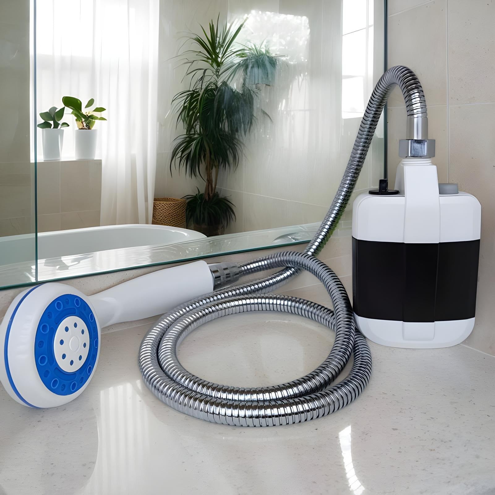 Doccia da campeggio portatile, ricaricabile elettrica, pompa da bagno all'aperto, ricarica USB, design compatto per campeggio, escursionismo, spiaggia, 5,6 x 8,6 x 14 cm