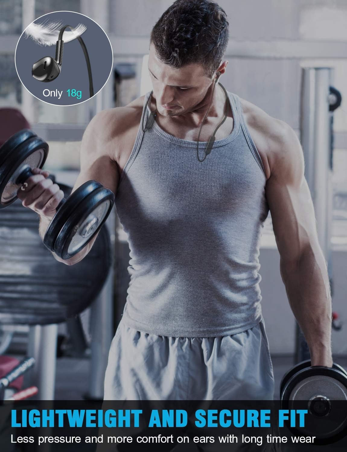 Bluetooth Headphones,GUSGU Bluetooth 5.0 Wireless Headphones with Microphone Waterproof Running Headphones,Sport Bluetooth Wireless Earphones for Workout,Running,Gym (Comfy & Fast Pairing)