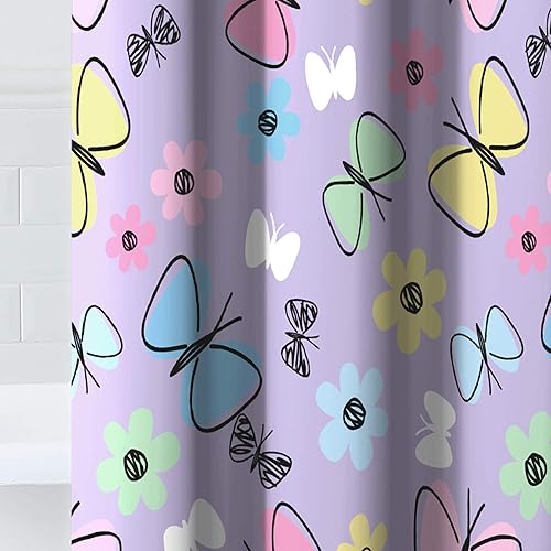 Miniatura 35 de Dream Factory Cortina de ducha de tela para niños, 72 pulgadas de ancho x 72 pulgadas de largo, trenes y camiones azul y rojo Azul Rojo Trenes