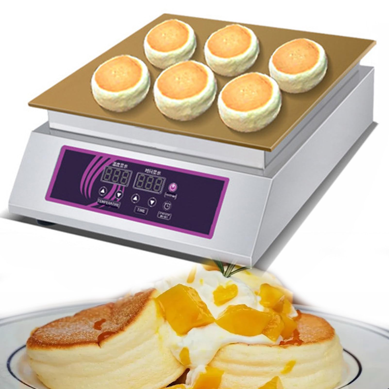 LYDZUSDP Commercial Non-Stick Souffle Maker Machine-Electric Muffin Maker Stainless Steel for Home Kitchen Restaurant Bakery Leisure Snack Bar(Singlehead)
