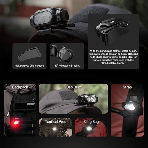 Miniatura 6 de Nitecore HA11 - Linterna frontal de campamento, 240 lúmenes, ultra ligera, utiliza 1 batería AA con clip multiusos (diadema de cable)