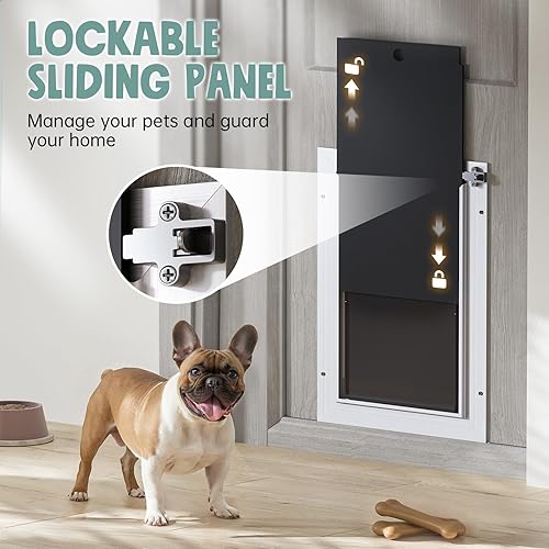 Miniatura 3 de Puerta interior de puerta para gatos, 3 solapas de aluminio blanco, para puerta exterior, puerta pequeña, gato, perro, perrito, puerta resistente,