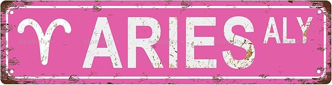 ARIES Star Sign Zodiac Sign Vintage Metal Tin Sign, Street Sign, Home Decor, Room Decor, Wall Decor, Bathroom Decor, Bar Decor, Cafe Decor, Garage Decor, 16 x 4 Inch