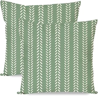 PANDICORN Outdoor Throw Pillow Covers 18x18 Set of 2 Geometric, Sage Green
