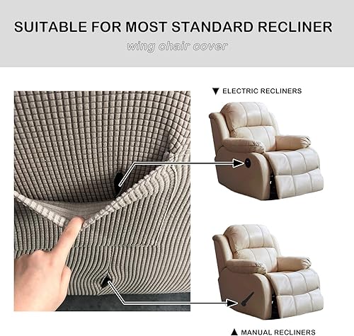 Vista 26 de Funda para silla reclinable, mezcla de poliéster, suave, para sofá, fundas protectoras elásticas con parte inferior elástica, tela tejida jacquard