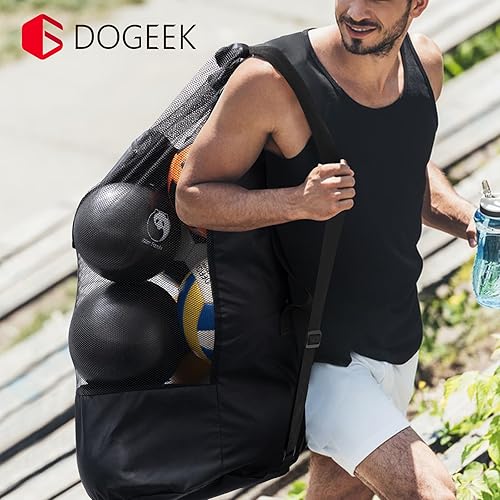 Miniatura 8 de DoGeek Bolsa de malla duradera con cordón, bolsa de equipo deportivo para gimnasio, bolsa de malla grande