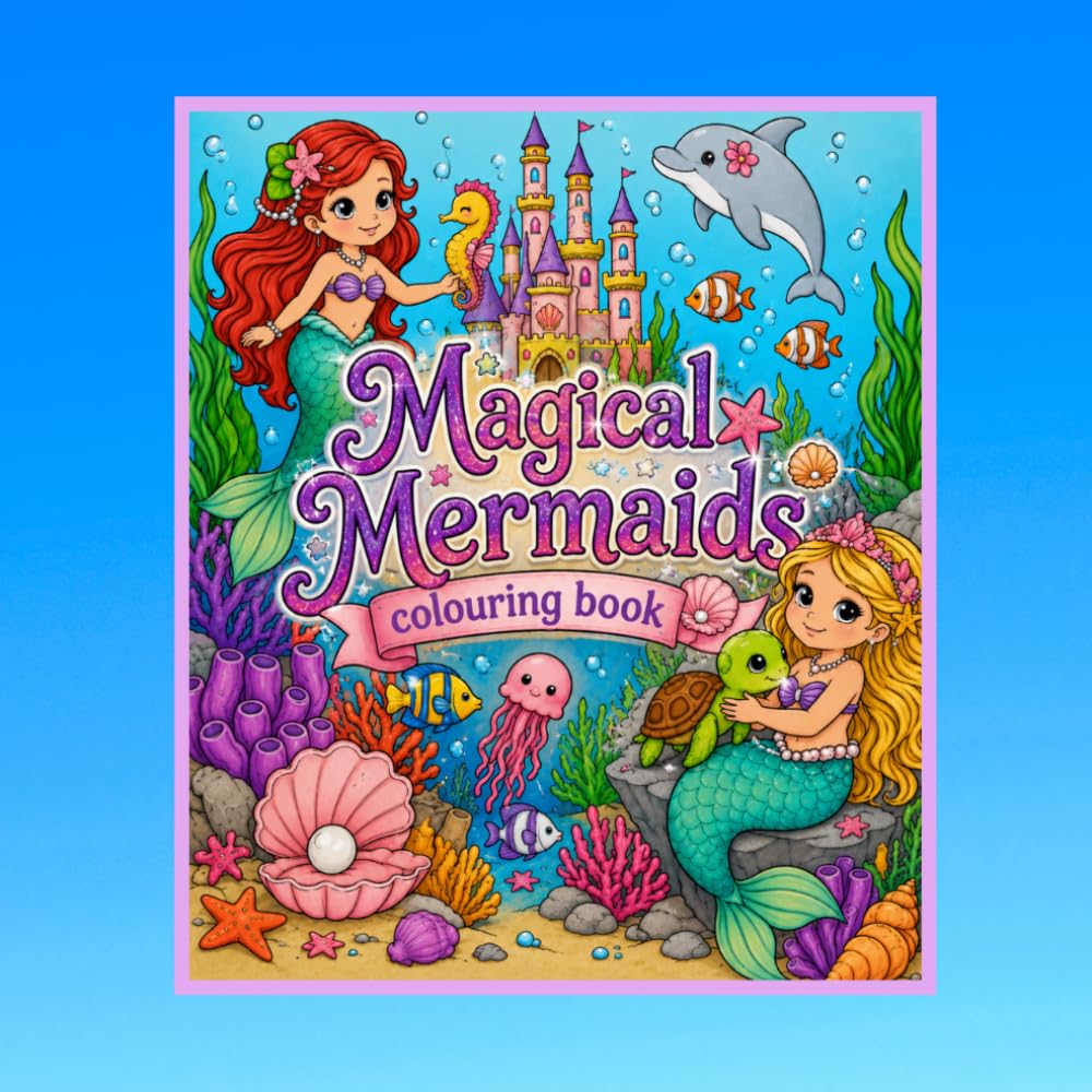 Magical Mermaids Coloring Book for Girls Ages 5-8: Cute Underwater Friends, Dolphins, Sea Turtles, Castles & Ocean Adventures