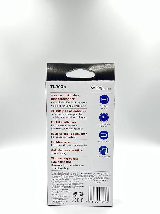 Texas Instruments TI-30 Xa school calculator (single-line, 10-digit, battery-powered) gray black