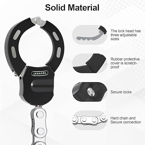 Miniatura 5 de Cerradura de scooter eléctrico, cerradura de cadena antirrobo de alta resistencia con llave, accesorios para bicicleta, bicicleta eléctrica,