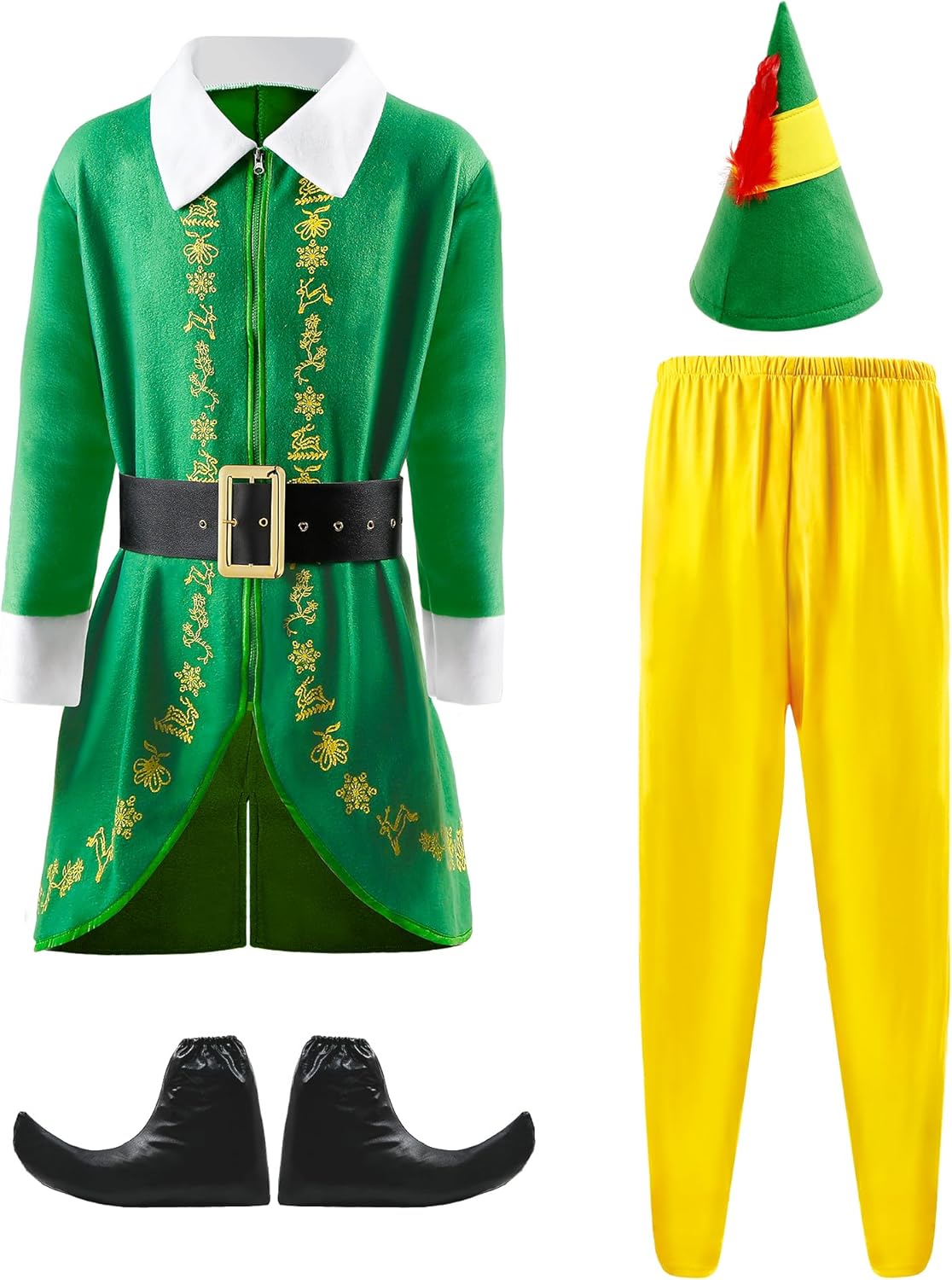 Elf Costume Adult Men, Christmas Elf Costume Cosplay Elf Outfit Full Set Holiday Party Costumes