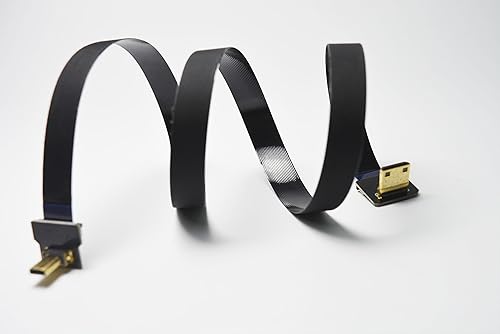 Miniatura 6 de Permanent Negro 50CM FPV Flat Slim HDMI Cable Micro HDMI Macho 90 grados de ángulo a Mini HDMI macho 90 grados para cardán sin escobillas Handhold