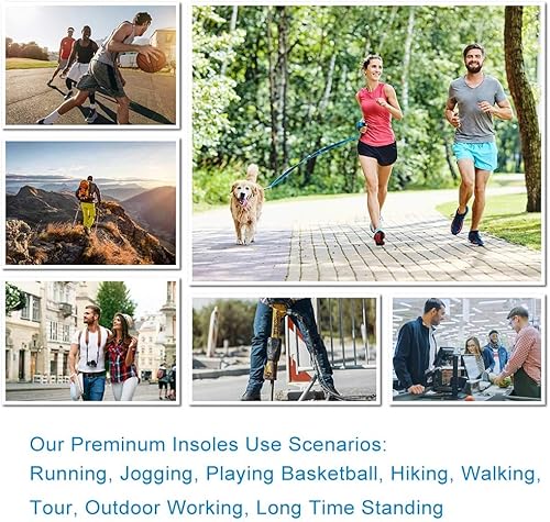 Miniatura 6 de VSUDO Plantillas deportivas con absorción de impactos, plantillas cómodas para tenis o botas de senderismo, plantillas gruesas de masaje de alta