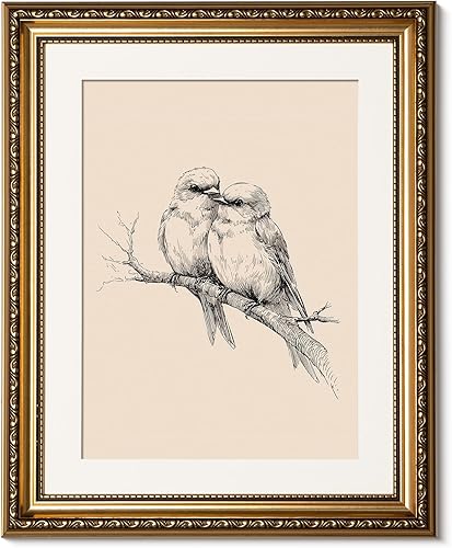 Miniatura 13 de ARPEOTCY Arte de Pared Vintage con Marco Dorado, Paisaje Retro de Jardines y Cielo, 20x25 cm Pequeños Cuadros en Lienzo con Marco Antiguo, Pinturas