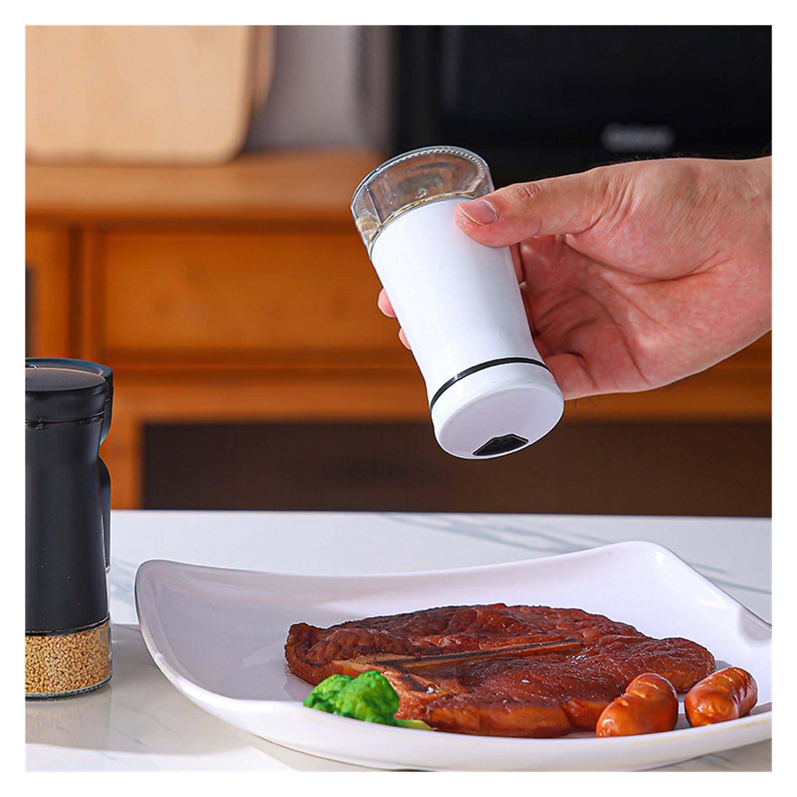 2pcs Kitchen Porous Stainless Steel Seasoning Bottle Pour Sucre