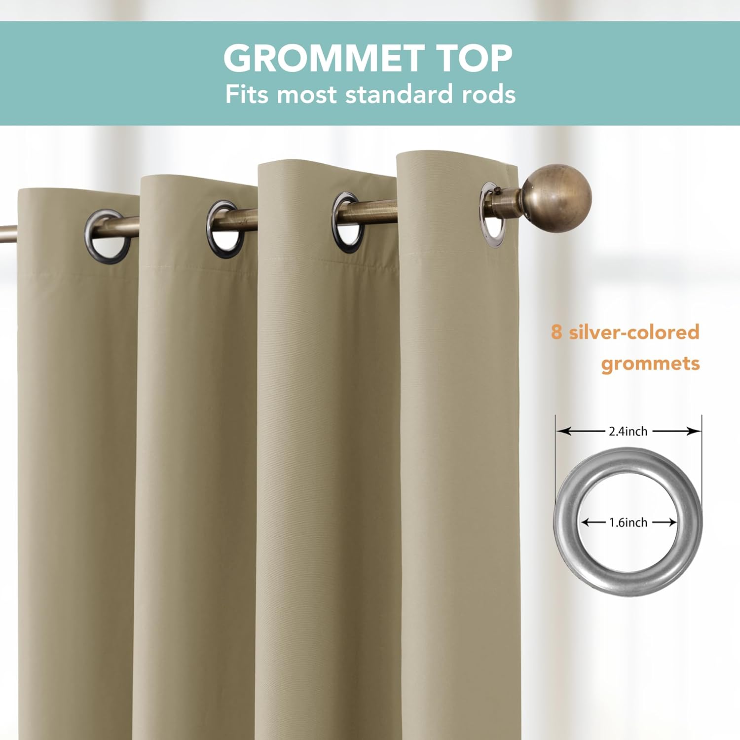 BONZER 100% Blackout Curtains 84 inches Long - 4 Panels Sun Light Blocking Window Drapes, Single Layer Privacy Protection Room Darkening Curtain with Black Backing for Bedroom/Living Room, Taupe