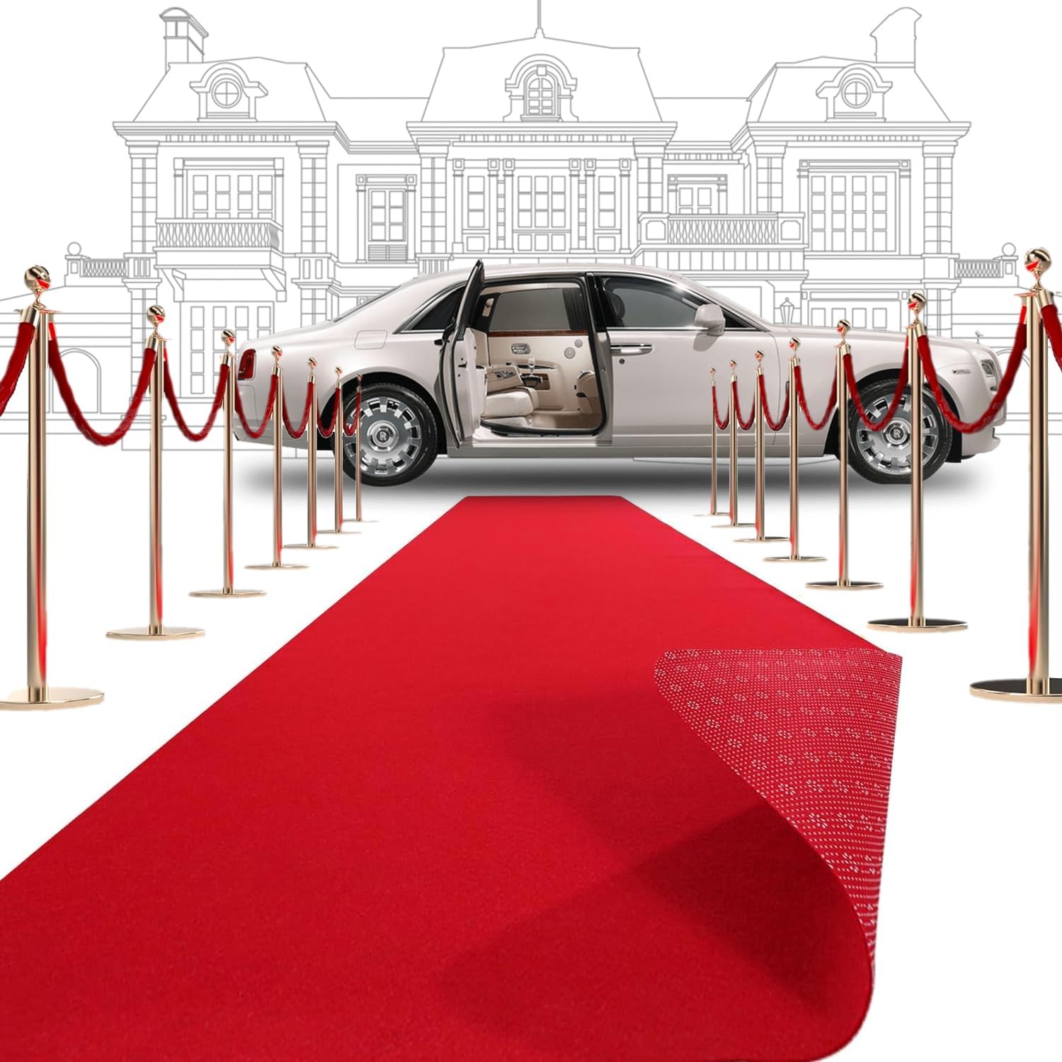 Red Carpet Runner for Party, 3x15 FT Non-Slip Granules Backing for Safety, 350 GSM Thick, Transform Your Ceremony Aisle with Vibrant Red Carpet, Perfect for Parties, Weddings & Events Red Rubber Dot Backing 3 X 15 ft 350GSM
