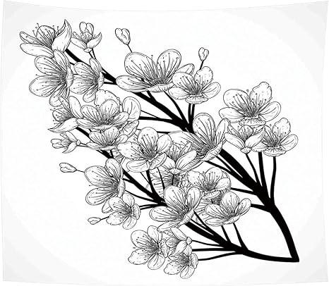 Amazon Co Jp 黒と白タペストリー アジア民族の日本の春のシーズン桜桜の木のイラスト 多機能壁掛け ファブリック装飾用品 おしゃれ モダンなアート 模様替え 部屋 窓カーテン 個性ギフト 新居祝い 150ｘ130cm ホーム キッチン