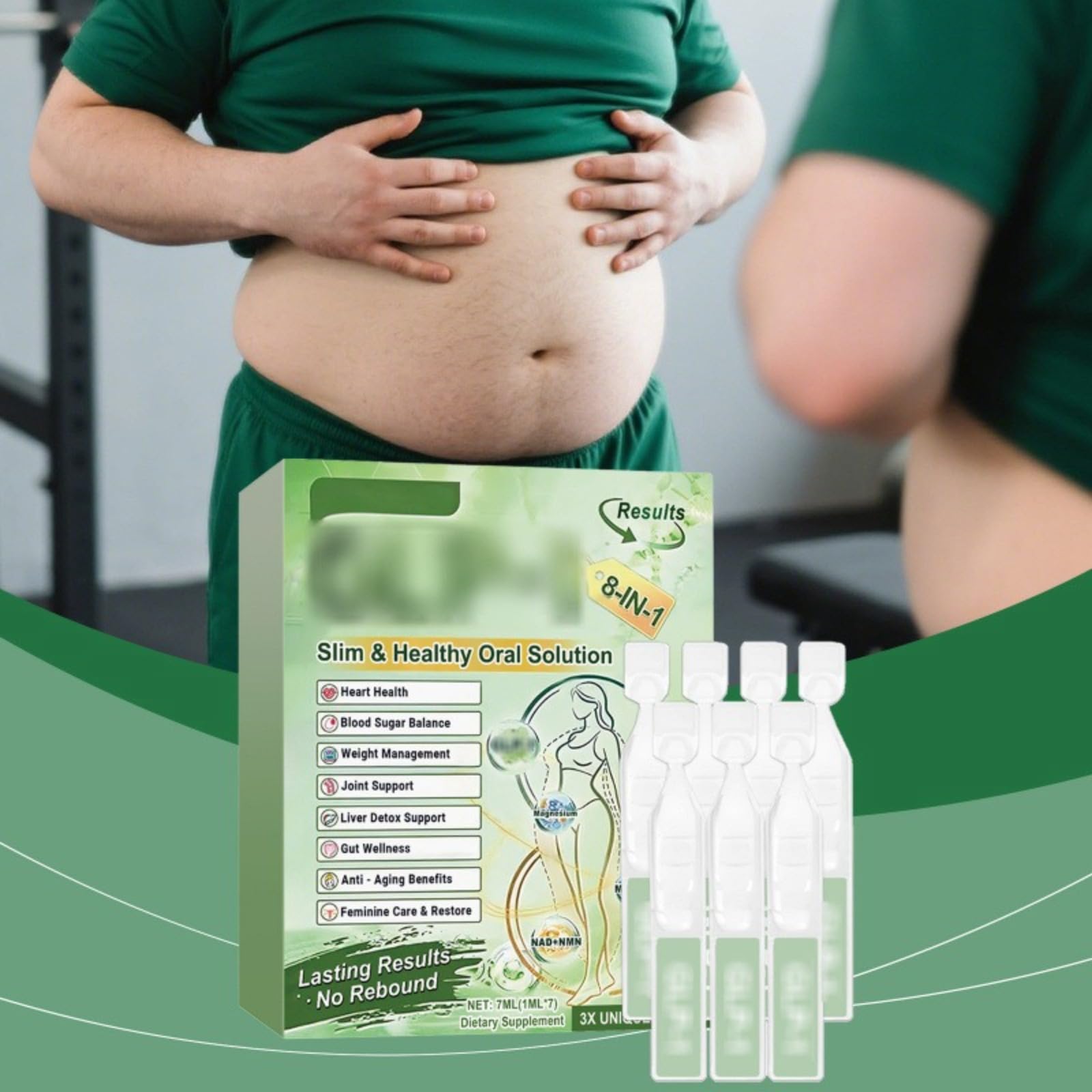 Solution buvable minceur 8-en-1 Les gouttes pour le corps offrent un soin doux, stimulent la vitalité et sculptent une silhouette affinée ; une aide quotidienne pour l’entretien du corps