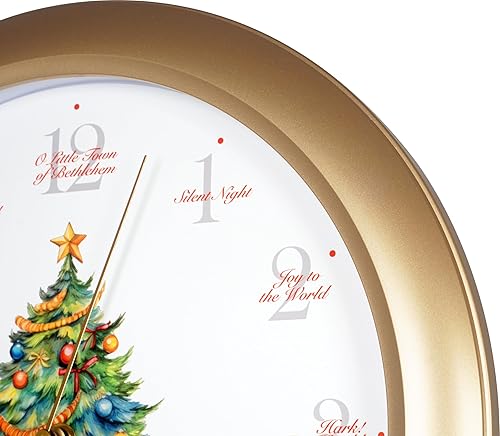 Vista 38 de JUSTIME Reloj de pared de caoba de 14 pulgadas con 12 villancicos de Navidad, elegancia atemporal Wsh Caoba