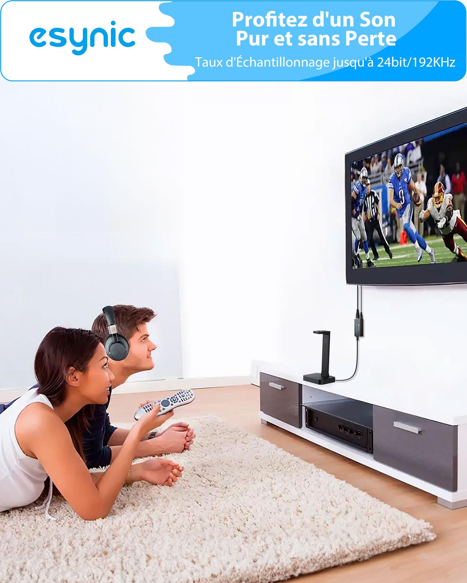 eSynic eARC ARC Audio Extracteur Convertisseur Audio eARC HDMI à Optique Support 24bit/192KHz Format Audio PCM 2,0/Dolby 5,1/DTS 5,1 Adaptateur Arc Hdmi pour HDTV à Barre de Son Casque Home Cinéma