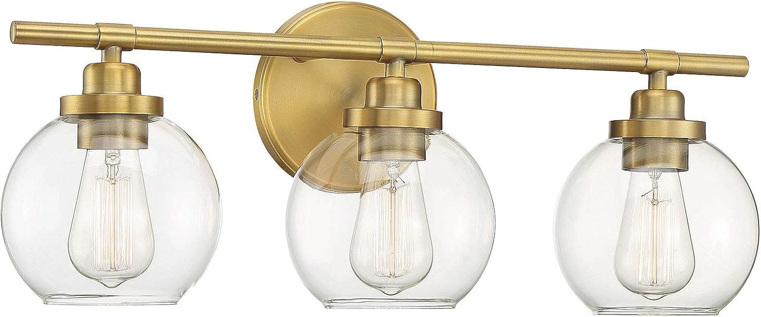 Suреr Dеаl Prоduсt Savoy House 8-4050-3-322 Carson Warm Brass 3-Light Bathroom Vanity Light (23 W x 9H)