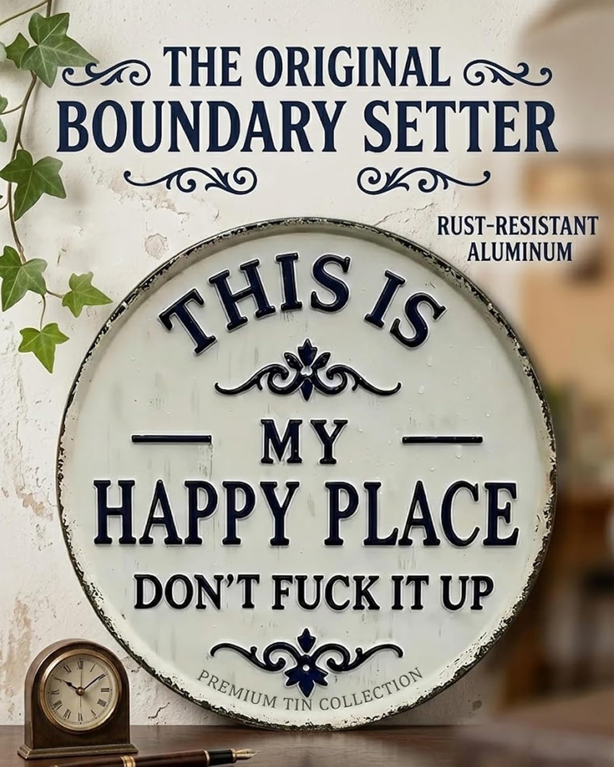 This Is My Happy Place Door Sign Funny Metal Sign Vintage Tin Plaque Dont F*ck It Up Garden Sign Retro Wall Decor for Patio Outdoor Home Bar Humorous Housewarming Gift Rustic Welcome Sign(2pcs,12in) - 3