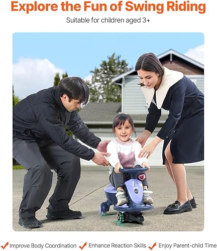 Miniatura 3 de VEVOR Coche eléctrico Wiggle, carga de 150 libras, Wiggle Scooter con batería recargable y Bluetooth, auto oscilante 2 en 1 con ruedas LED