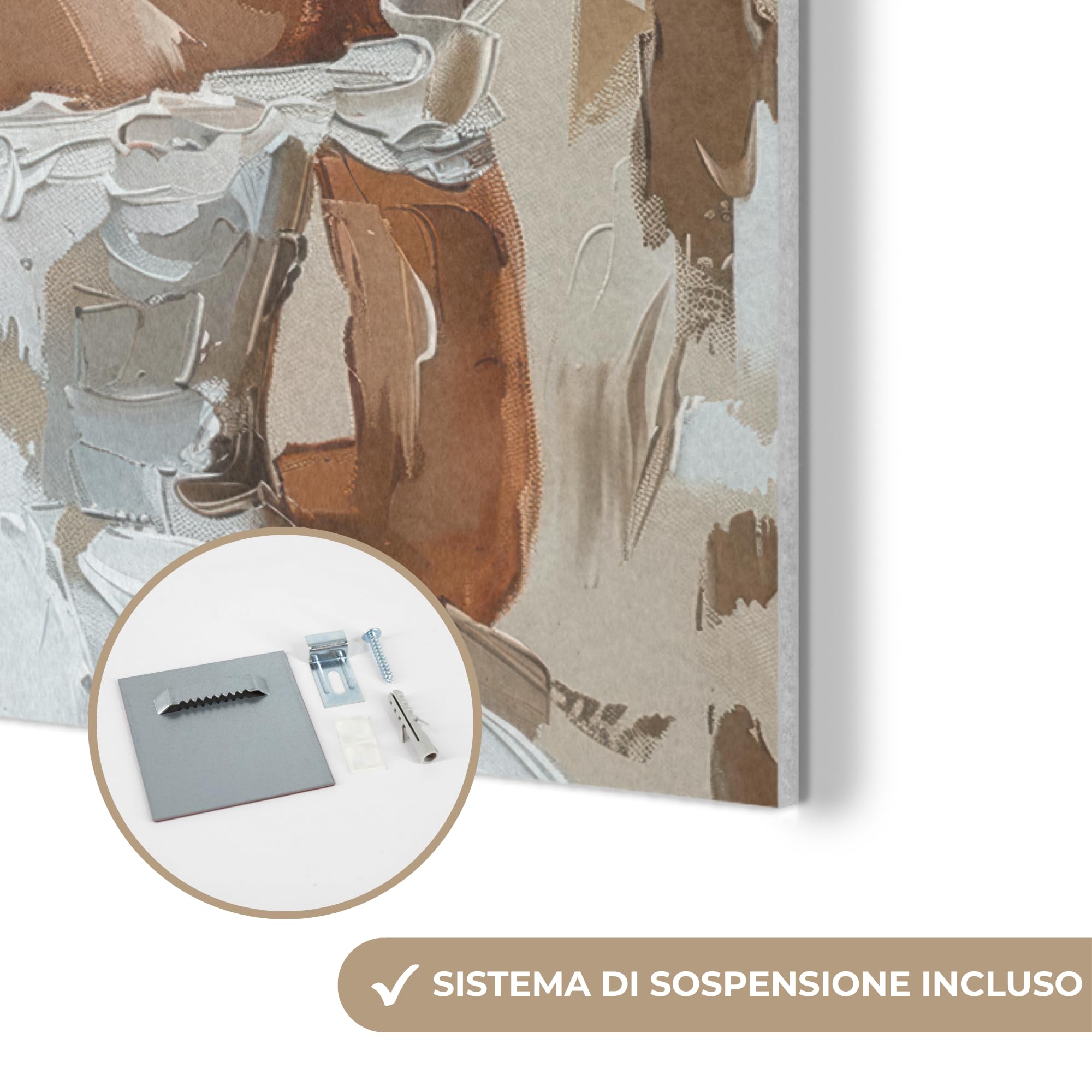 MuchoWow© Creazione Parete 60x80 cm Feltro Moderno Soggiorno Stanza Letto Quadro Cornice Salotto Donna - Vernice - Astratto - Beige - Moderno