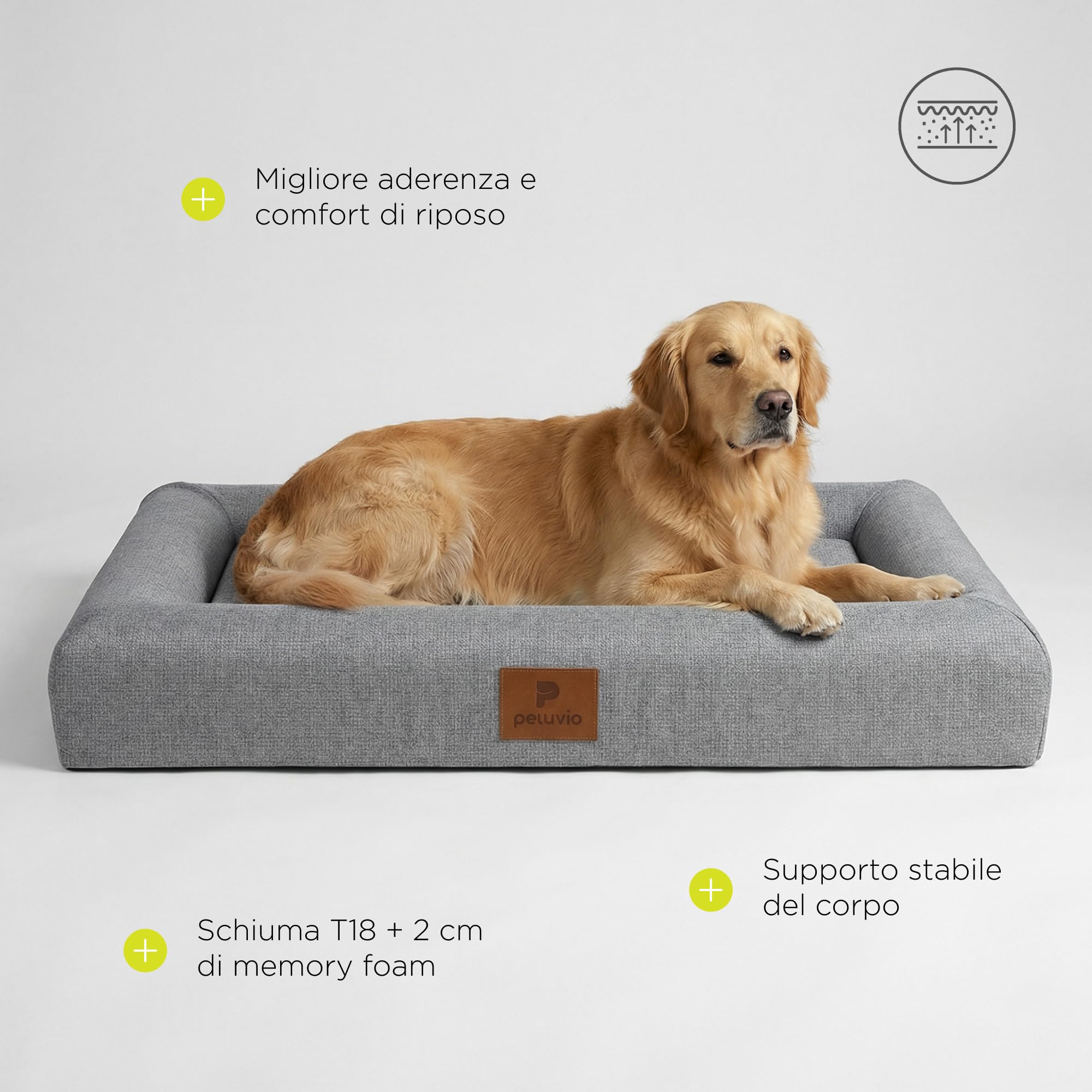 Kibi Cuscino per Cani con Memory Foam da 2 cm | Cuccia Piatta da Interno, Base in Schiuma T18, Sfoderabile e Lavabile a 30°C, Fondo Antiscivolo, 120 x 80 x 15 cm