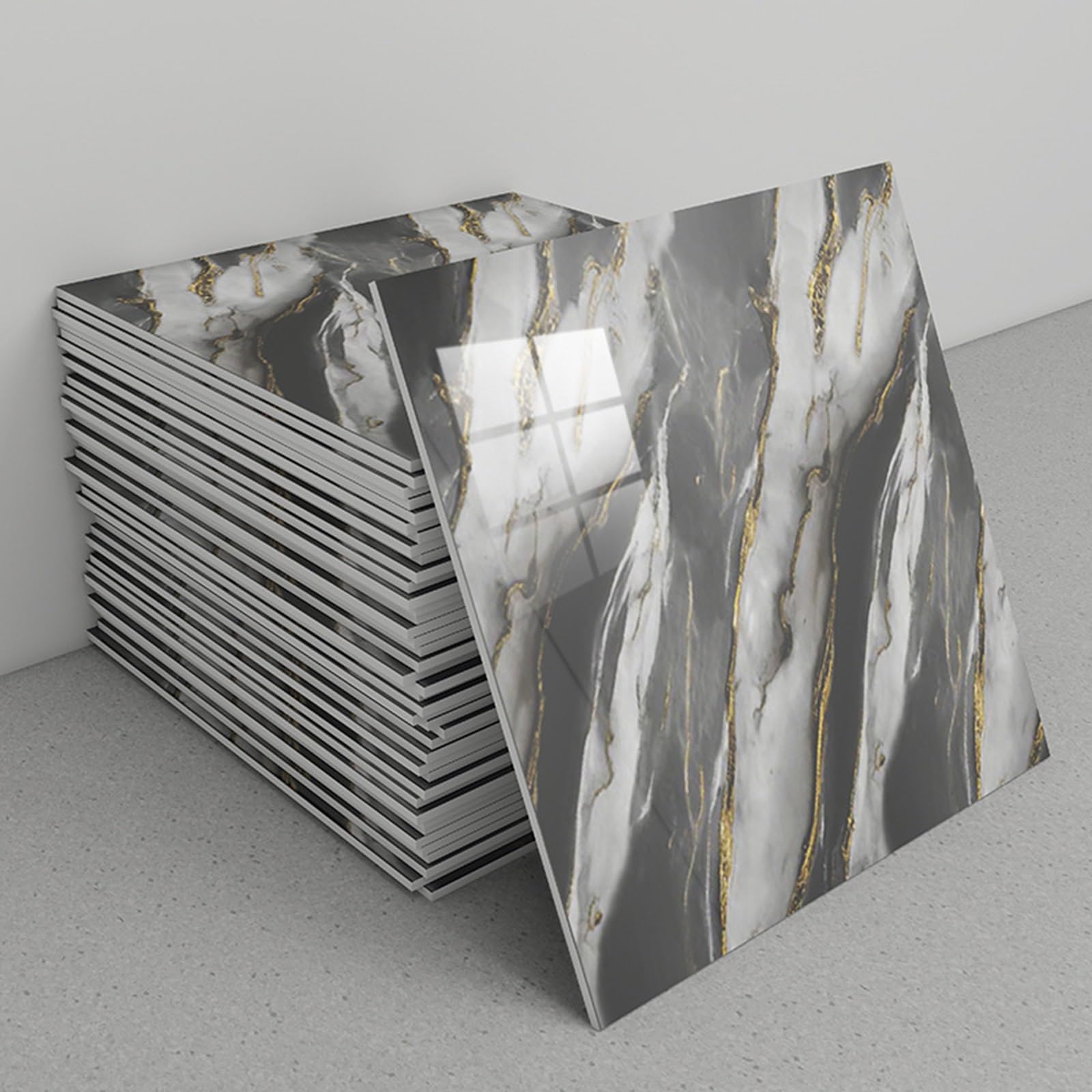 Marble Tile Stickers, Peel and Stick Marble Backsplash Tiles, 30x30cm, Pack of 30
