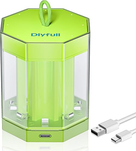 Dlypow 8 Bay AA AAA Battery Charger with Storage Dust Cover, USB-C High-Speed Charging, Independent Slot for Ni-MH Ni-CD AA AAA Rechargeable Batteries, Cable Included