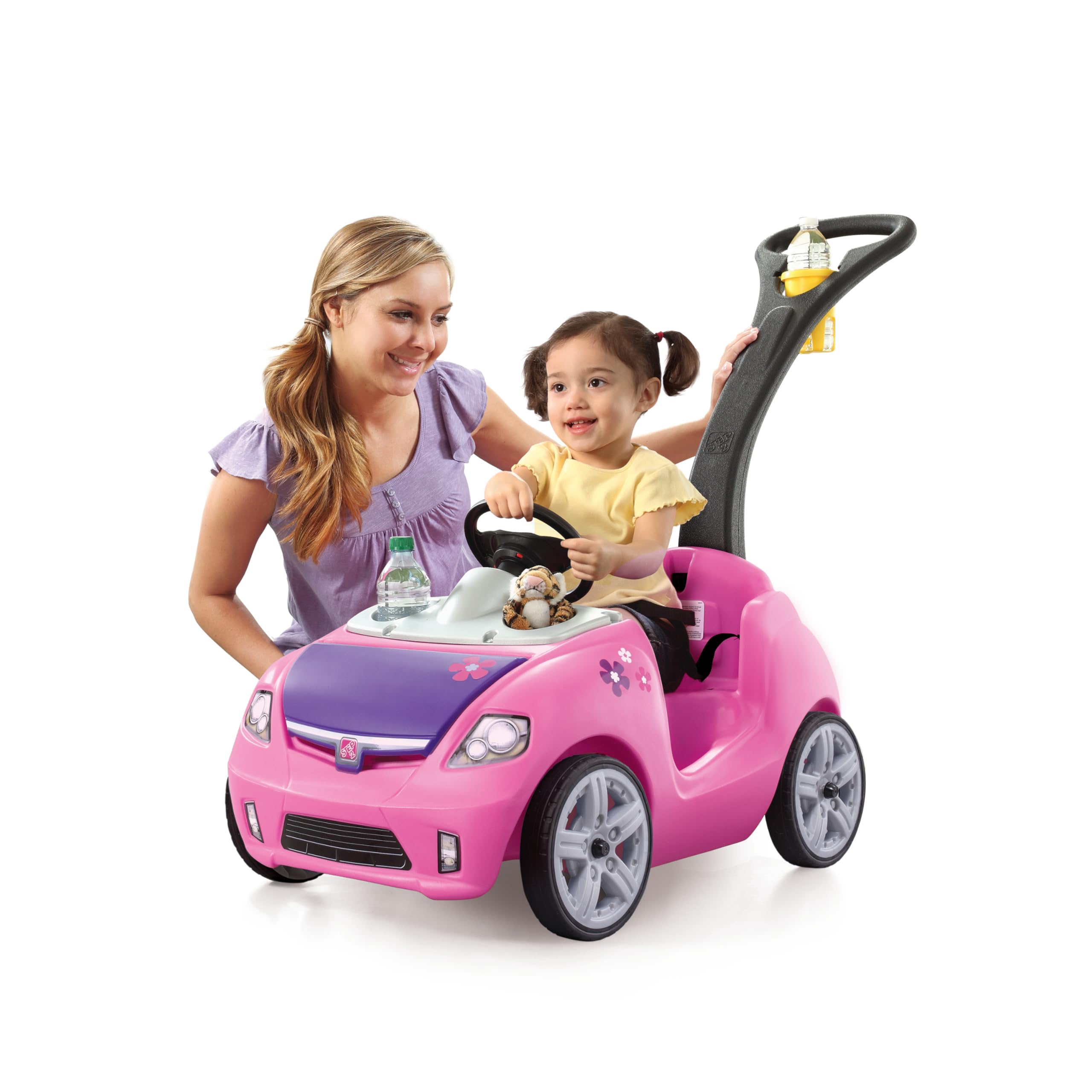 Step2 Whisper Ride Coche para ninos en Rosa | Carro Infantil con Barra de Empuje | Vehiculo para ninos/Juguete a Partir de 1.5 Anos
