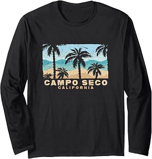 Campo Seco California Retro Palm Beach Coastal Art Long Sleeve T-Shirt