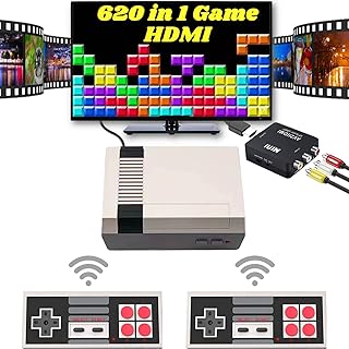 Retro Game Console, Mini Classic Game System with 2 Classic Wireless Controllers and Built-in 620 Games, RCA and HDMI HD Output Plug & Play Childhood Mini Classic Console, Birthday Gifts.