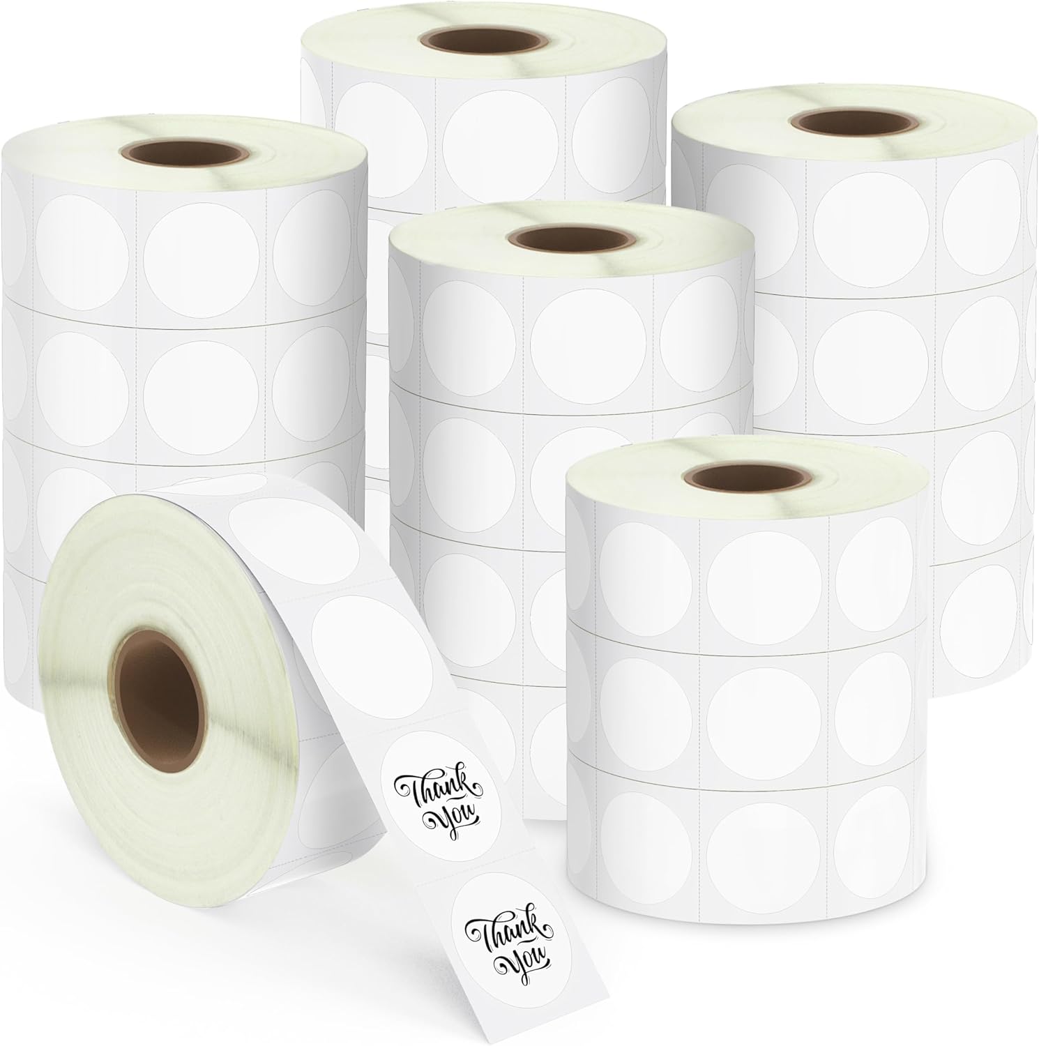 BETCKEY 1 Inch Circle Thermal Sticker Labels, Compatible with Zebra & More Label Printer, Perforated [6 Rolls, 8280 Round Labels]